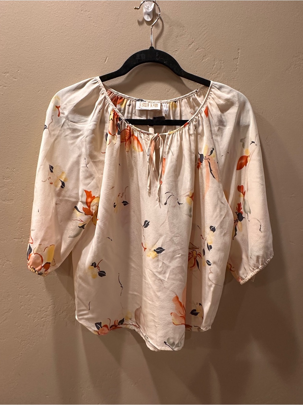 Yumi Kim Cream Peasant Blouse with Orange Floral